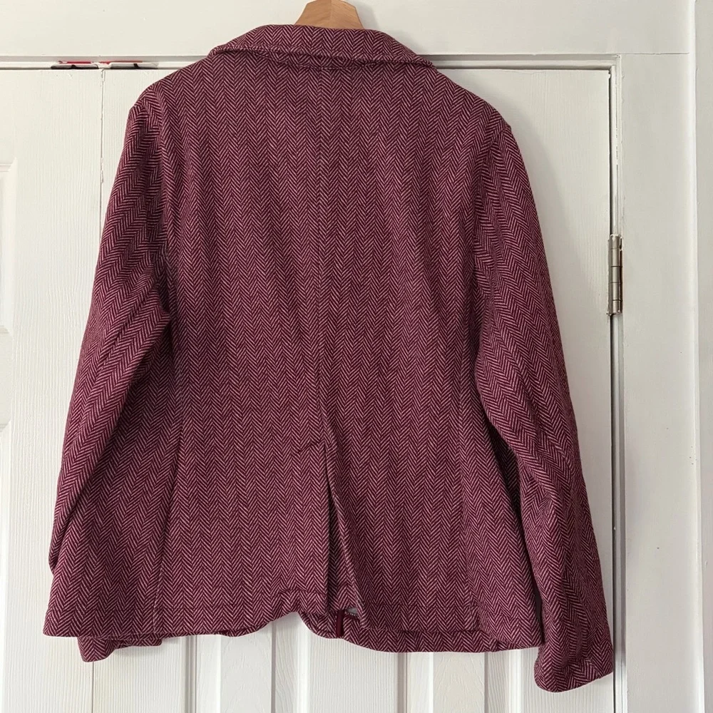 Lands' End Burgundy‎ Herringbone Blazer Size XL EUC